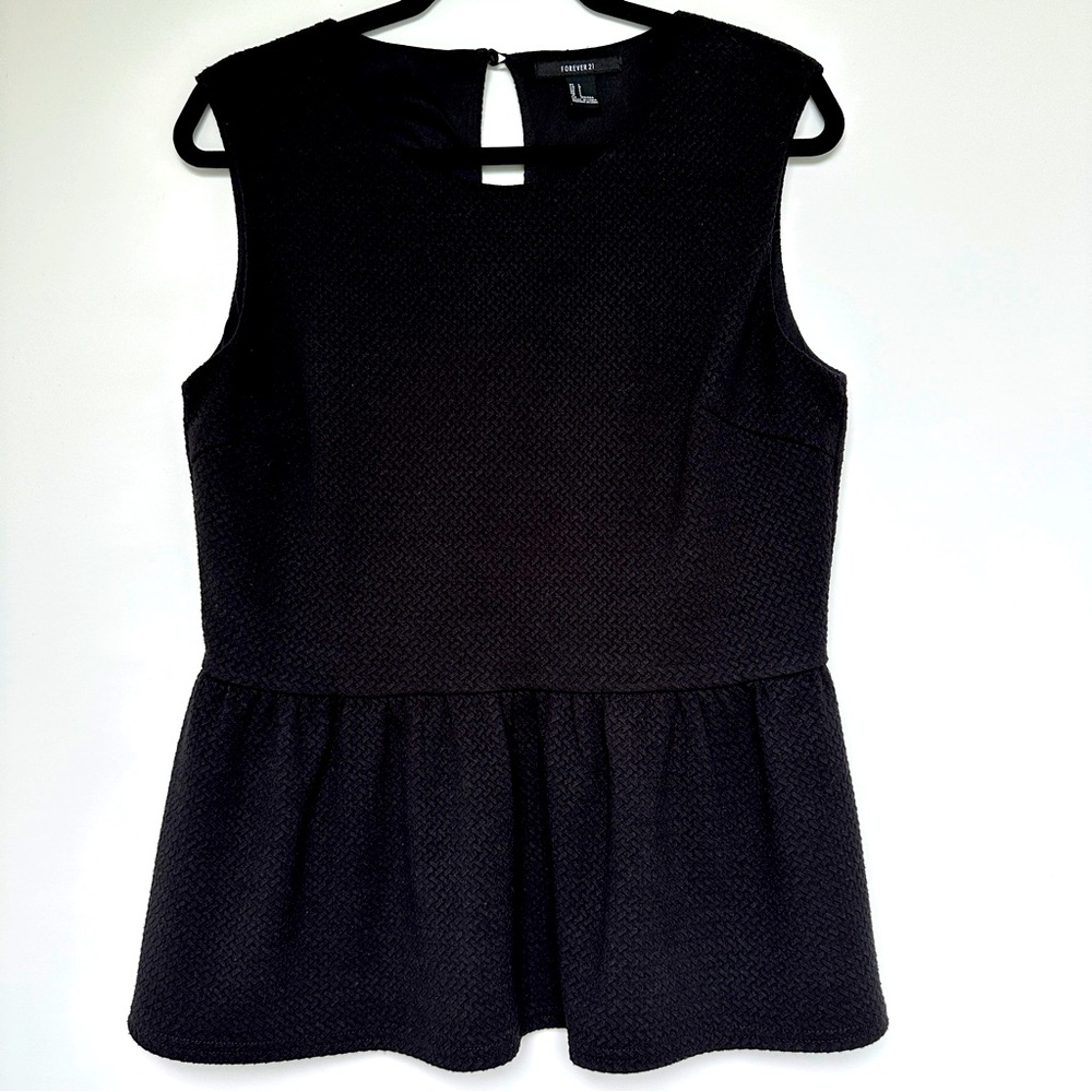 Forever 21 Peplum Black Jacquard Top